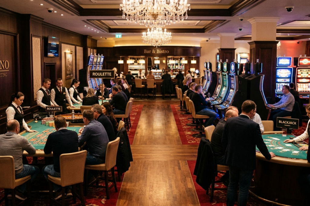 Spielbank Bad Kötzting - Innenbereich mit Tischen und Spielautomaten