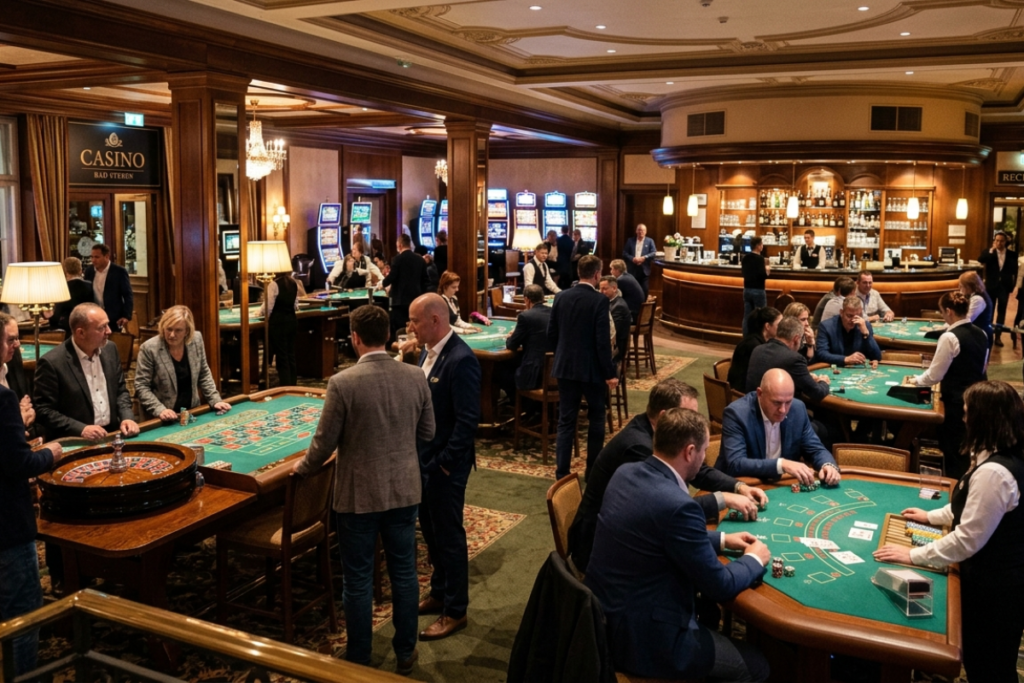 Spielbank Bad Steben - Innenbereich mit Tischen und Spielautomaten
