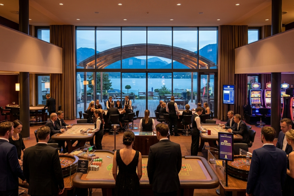 Spielbank Bad Wiessee - Casino von innen mit Blick auf den See